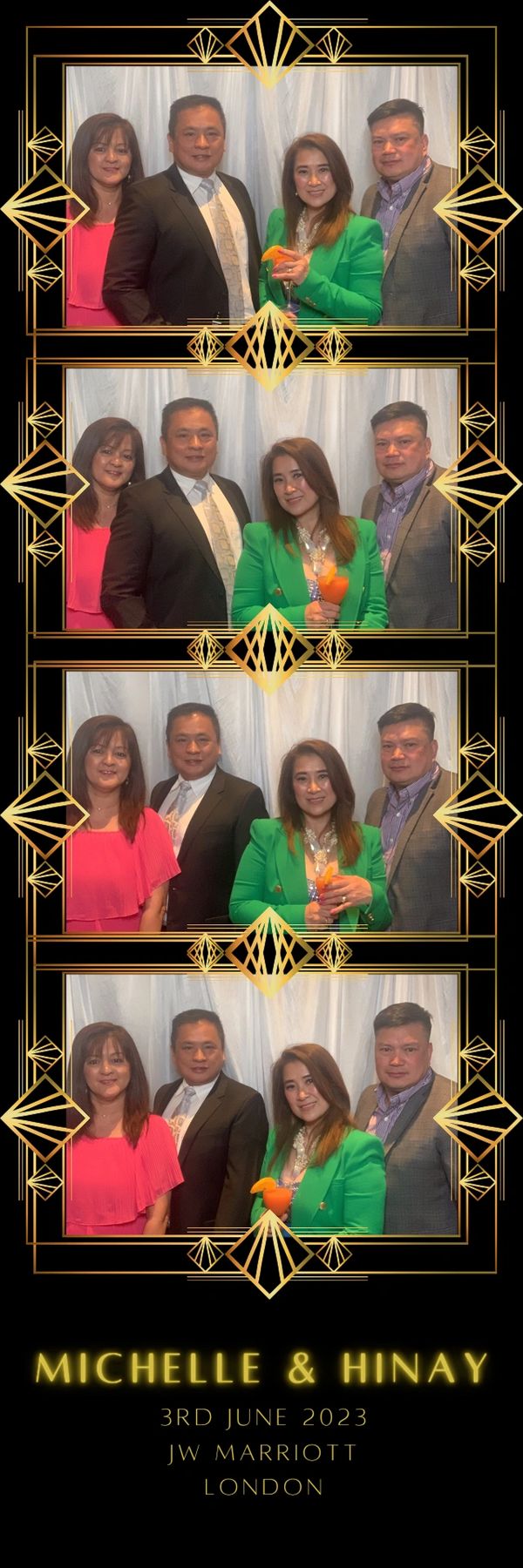 Great Gatsby photo booth strip with a 4 people posing