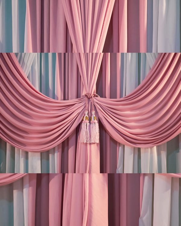pink and white drapping