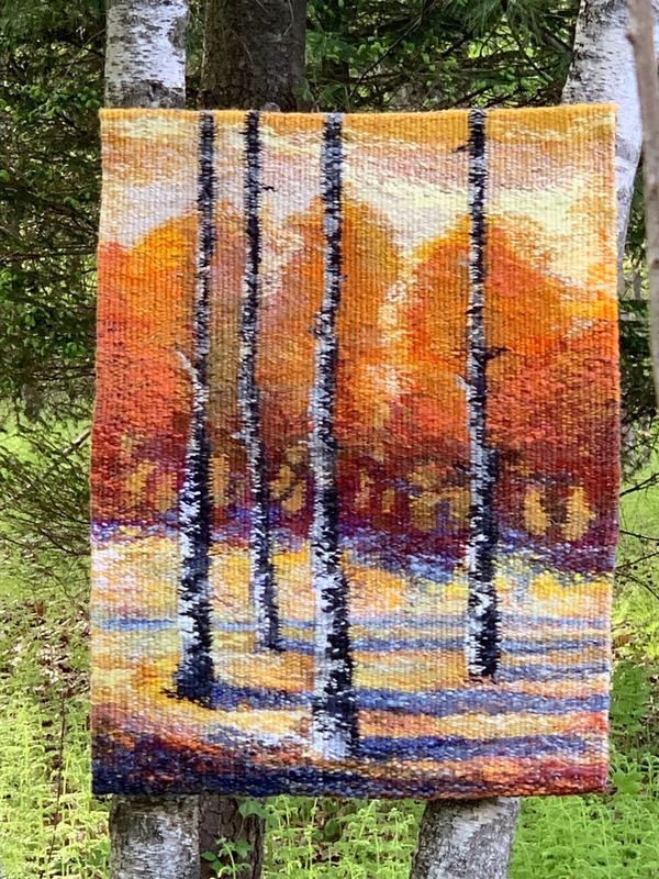 “Against All Odds”- 23”x 30”  tapestry woven with wool, synthetic yarn, sisal, poly rope. 