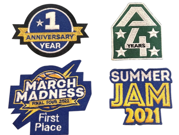 Embroidered company logos, company achievement patches