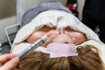 A woman undergoing treatment