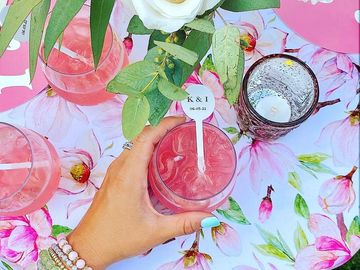 floral linen rose gold votives the rolling bar mobile horse trailer bar rental