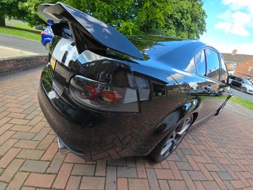 Rear 3/4 of black Holden Bathurst polished and detailed by AM Auto Aesthetics