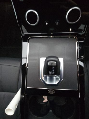Interior Range Rover Evoque gear stick close up