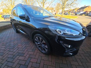 Rear 3/4 of black Ford Kuga polished and detailed by AM Auto Aesthetics
