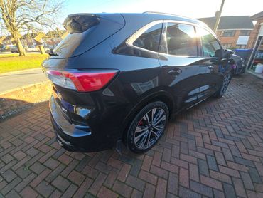 Rear 3/4 of black Ford Kuga polished and detailed by AM Auto Aesthetics