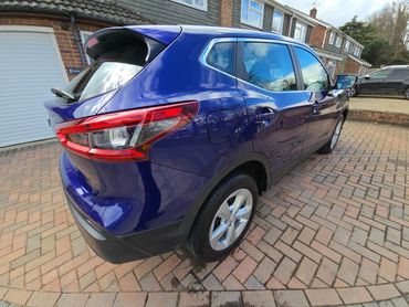 Rear 3/4 of purple Nissan Qashqai polished and detailed by AM Auto Aesthetics