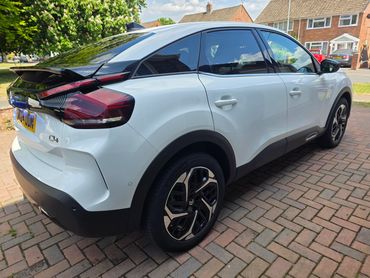 Rear 3/4 of white Citroen C4 polished and detailed by AM Auto Aesthetics