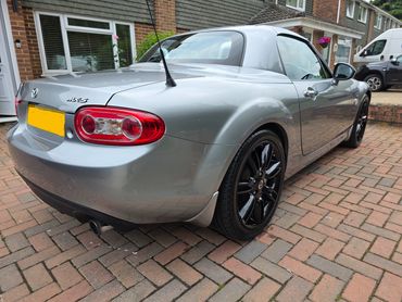 Rear 3/4 of silver Mazda MX5 polished and detailed by AM Auto Aesthetics