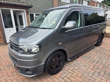 Front 3/4 of grey VW Camper Van polished to gloss by AM Auto Aesthetics