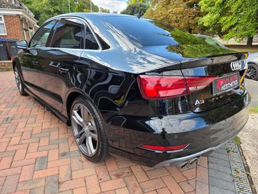 Rear 3/4 of Audi A3 showing paintwork symmetry after detail