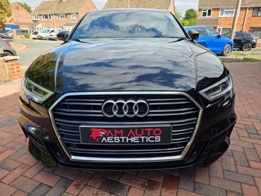 Front of Audi A3 showing gloss after polish by AM Auto Aesthetics