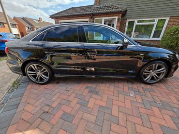 Driver side of Audi A3 showing gloss and clean finish