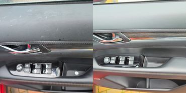 Side by side before and after image drivers side interior door