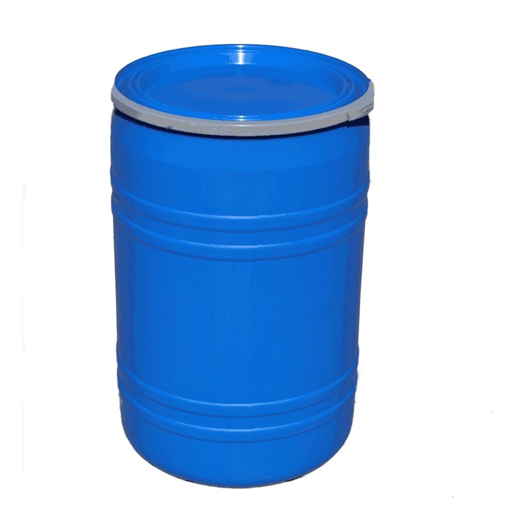 30 Gallon Plastic Barrel Open Top + Locking Lid Food Grade Blue - Used