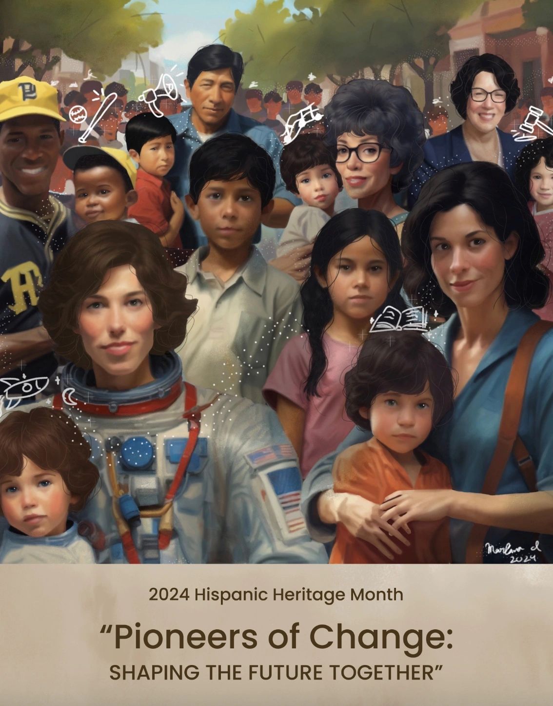 2024 Hispanic Heritage Month poster designed by artist Mariana I. Purcell Rivera for the National Co