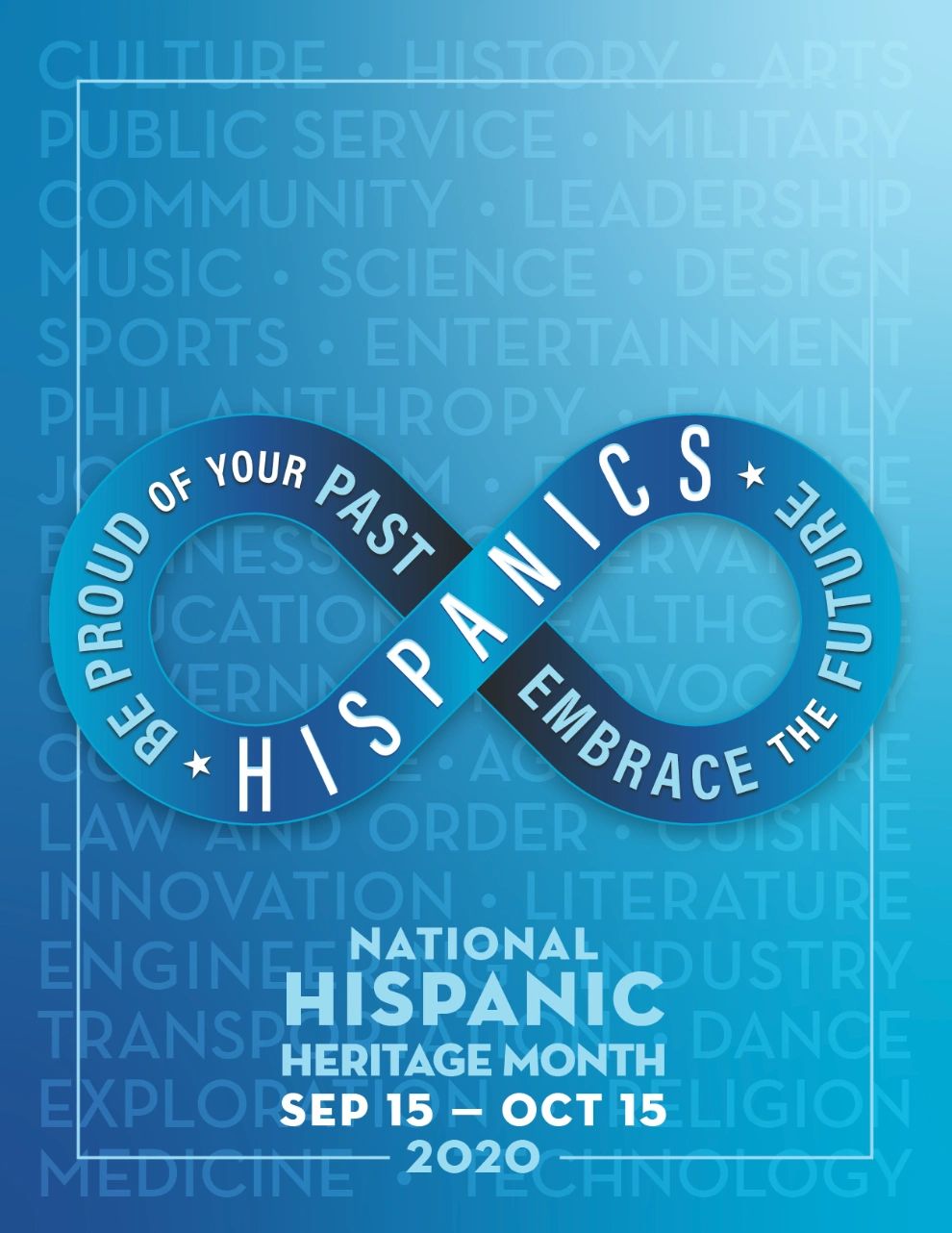 2020 Hispanic Heritage Month poster designed by Jesús Cudemus for the National Council of Hispanic E