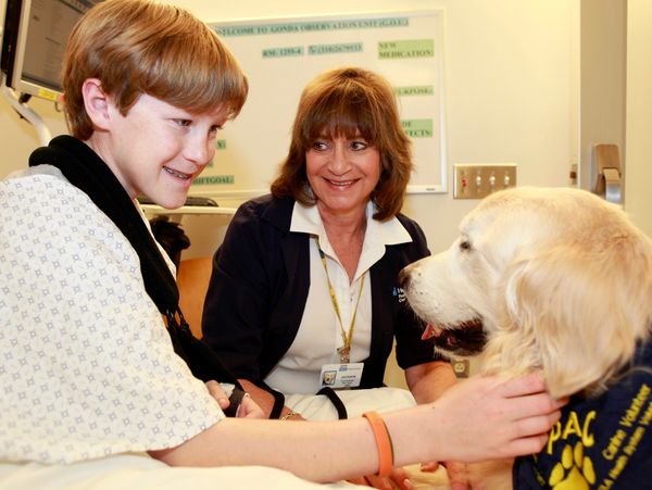 Therapy Dog Visiting young patient