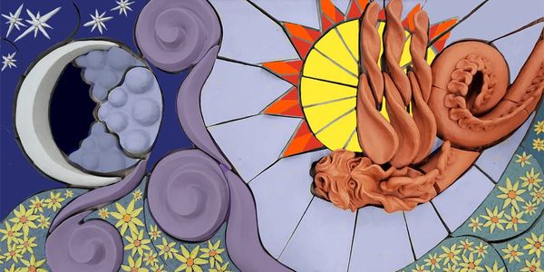 Clay wall art bas-relief in color