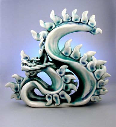 A clay dragon art sculpture
