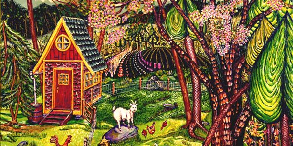 Acrylic fantasy farm painting
