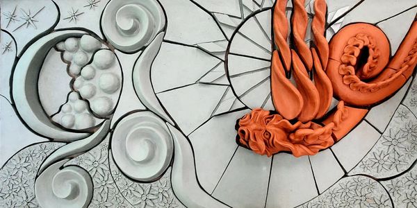 Wall art relief in greenware state