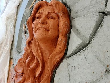 Ceramic mural high relief portrait