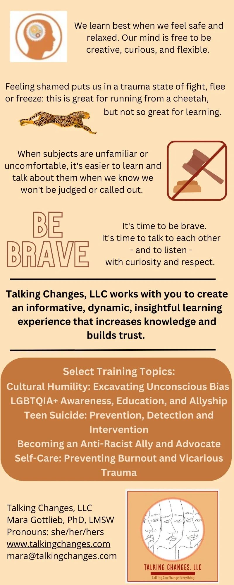 Talking Changes Infographic | Be Brave | Get Uncomfortable | Cultural Humility Training