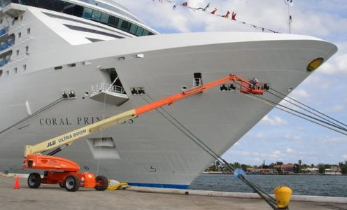 Bow Painting with 86-Ft Boom Lift