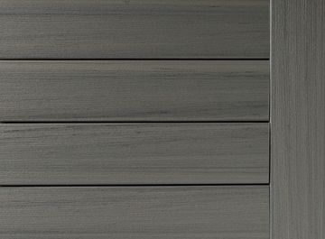 Gray wooden planks arranged horizontally and vertically.