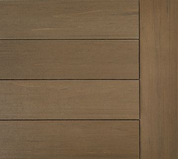 Close-up of wooden planks with a brown finish.