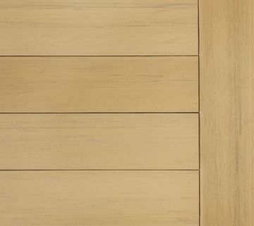 Close-up of wooden paneling with horizontal slats.