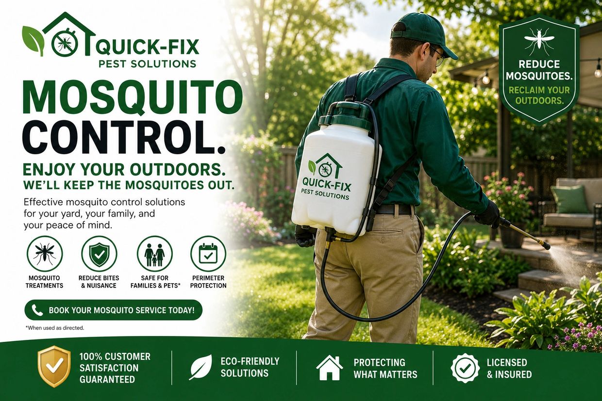 Technician sprays mosquito control treatment in a garden to reduce mosquito nuisance.