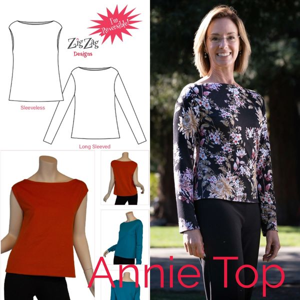 ZigZag Designs image of the Annie Top a woman's sewing pattern
