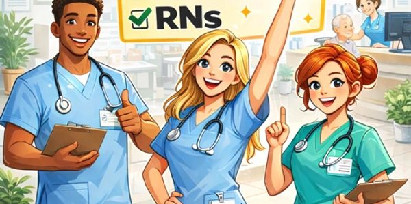 the female doctor raising her hands and the other two doctors raising their hands with their handset