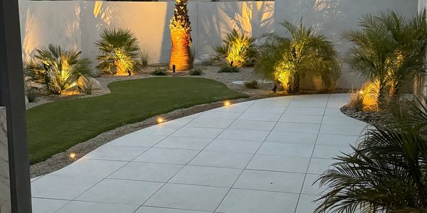 Backyard with lighting