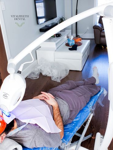 At-Home Philips Zoom teeth whitening on man by Monica Cordova of VitaliTeeth Dental