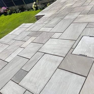 Newly installed stone patio
