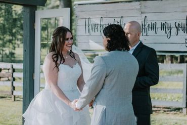 Bride and groom during their vow ceremony