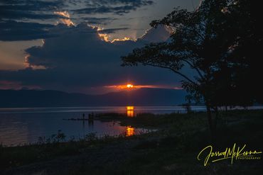 Sunset setting over Lake Chapala in Ajijic, Jalisco, Mexico