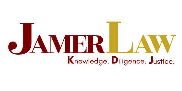 Logo of Jamer Law with the tagline Knowledge, Diligence, Justice.