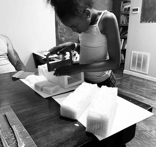 Soap cutting on the table