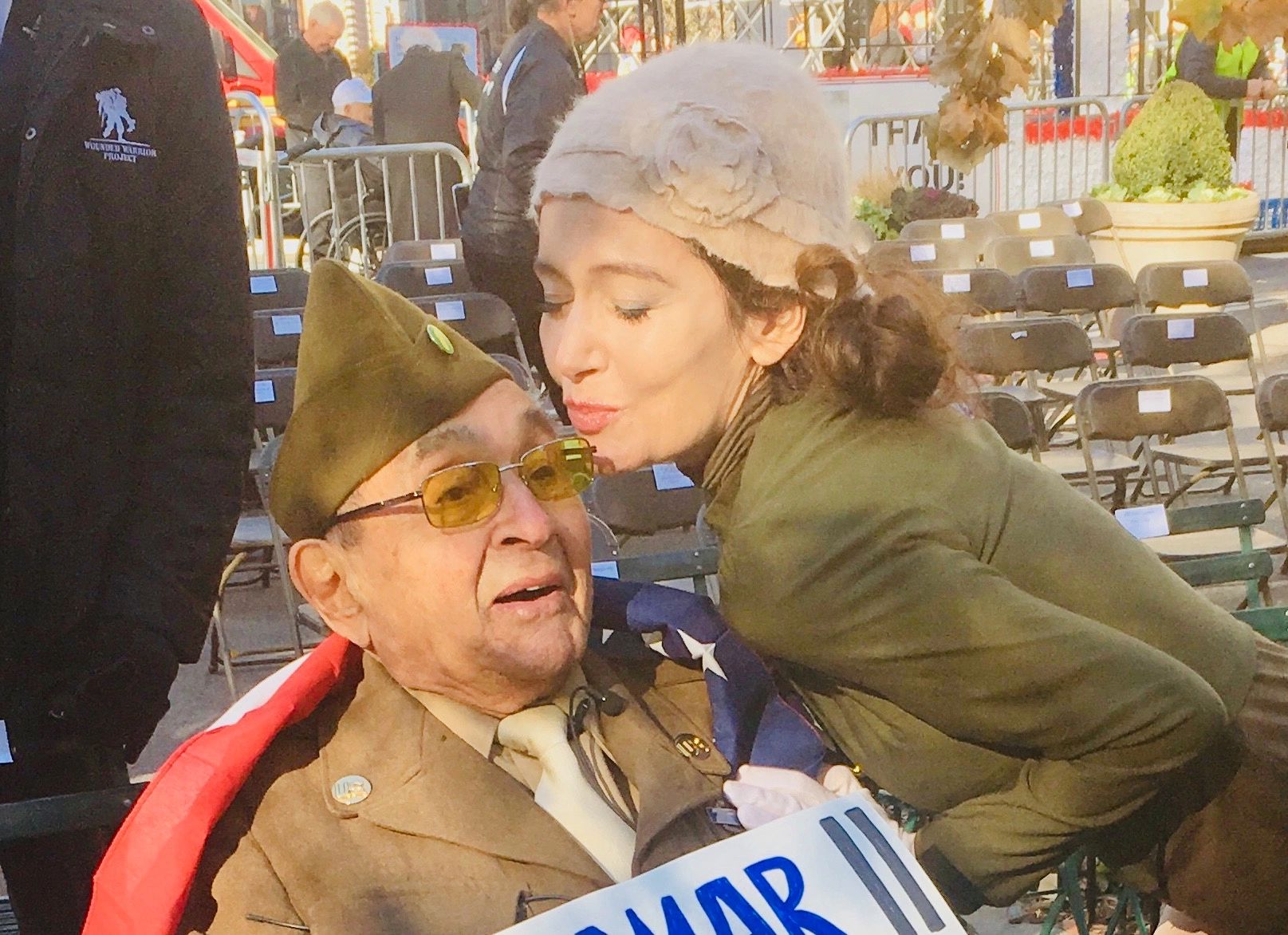 Pin Up Foodie Gina Aponte' with Veteran @ NYC Veteran's Day Parade