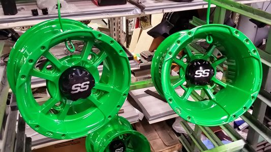 ATV Wheels Powder Coated in Lime Green
