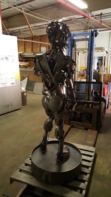 Steel Sculpture made of scrap iron to resemble a man