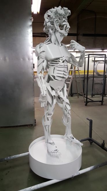 Steel Sculpture welded  up of scrap metal powder coated white