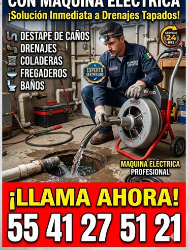 DRENAJES CASTILLO LE OFRECE SERVICIO DE DESTAPE Y LIMPIEZA DE CAÑERÍAS CON MAQUINA ELECTRICA