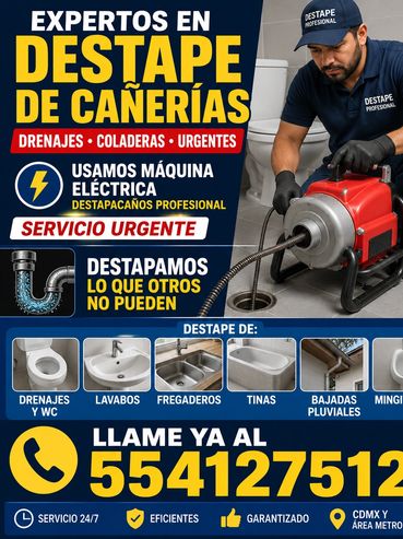 DESTAPACAÑOS EN GUSTAVO A MADERO, AZCAPOTZALCO, TLALNEPANTLA, ATIZAPÁN DE ZARAGOZA CON MAQUINA