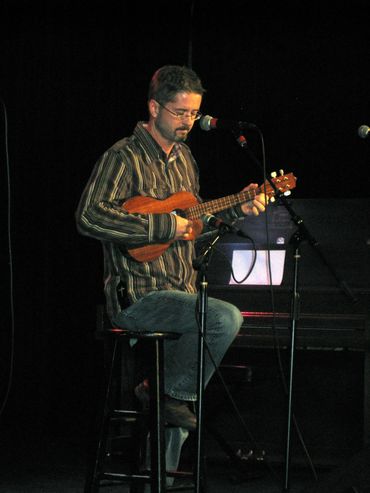 Timothy Scott Williams onstage with 6-string ukulele