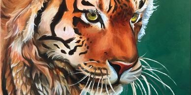 This tiger painting won an award on the school district art show!